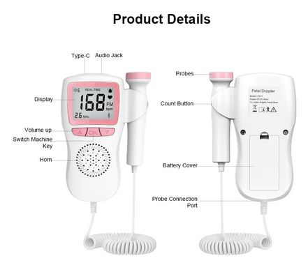 Moniteur foetal de battement de coeur de bébé de machine de Doppler de moniteur portatif de Doppler pour les femmes enceintes