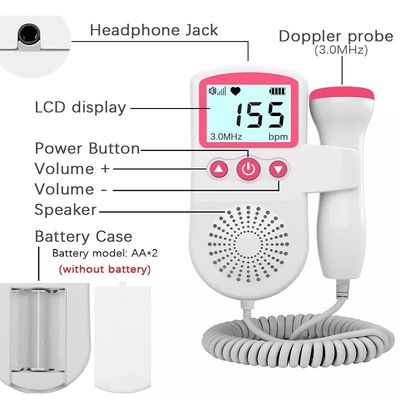 Battement de coeur foetal enceinte Doppler de battement de coeur de détecteur de grossesse à la maison ultrasonique de moniteur