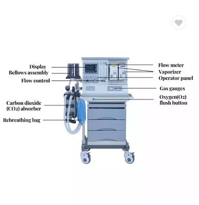 Type de chariot à deux vaporisateurs machine d'anesthésie avec le compteur de débit mécanique de 5 tubes
