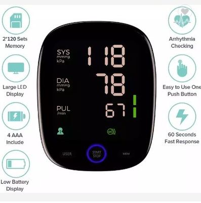 Moniteur de tension artérielle de bras automatique de Digital de manchette de bras de machine de BP de contre-jour
