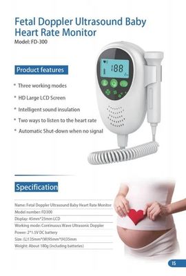 Coffre-fort Doppler foetal de moniteur de détecteur de battement de coeur de bébé de femmes enceintes